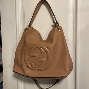 Gucci Soho Interlocking G 2way Shoulder Bag Leather Tan